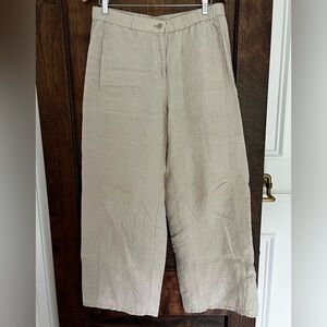 Eileen Fisher Taupe Linen Trousers